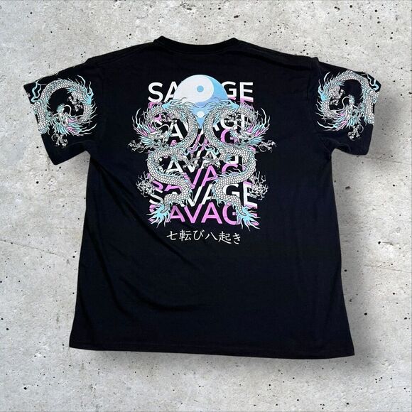 Asian Dragon Yin Yang T Shirt Men’s Size XL Black Weekend Warrior - Picture 3 of 8